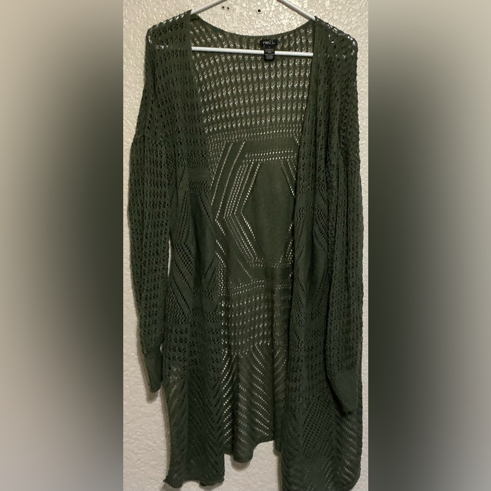 Rue21 Olive Green Open Knit Cardigan